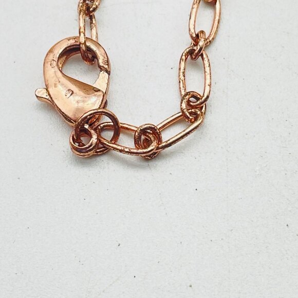 Vintage Copper Enamel Pendant Necklace Geometric Design Art Deco Revival Retro - Picture 6 of 10